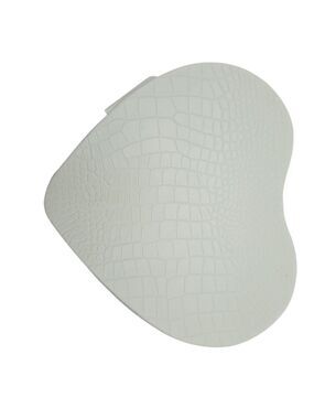 New Heart-Shaped White Croc-embossed Travel Jewelry Holder Small Box Zip Closure